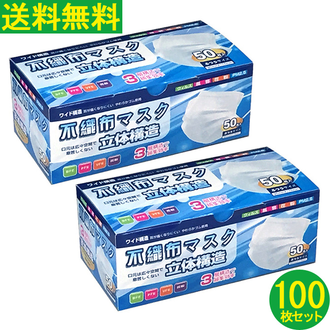 【補助金制度あり】【送料無料】100枚入り Disposal mask 再入荷 マスク【在庫アリ 即日出荷】使い捨てマスク 不織布マスク 花粉症マスク ウイルス対策マスク ウィルス対策マスク 立体構造 ３層構造