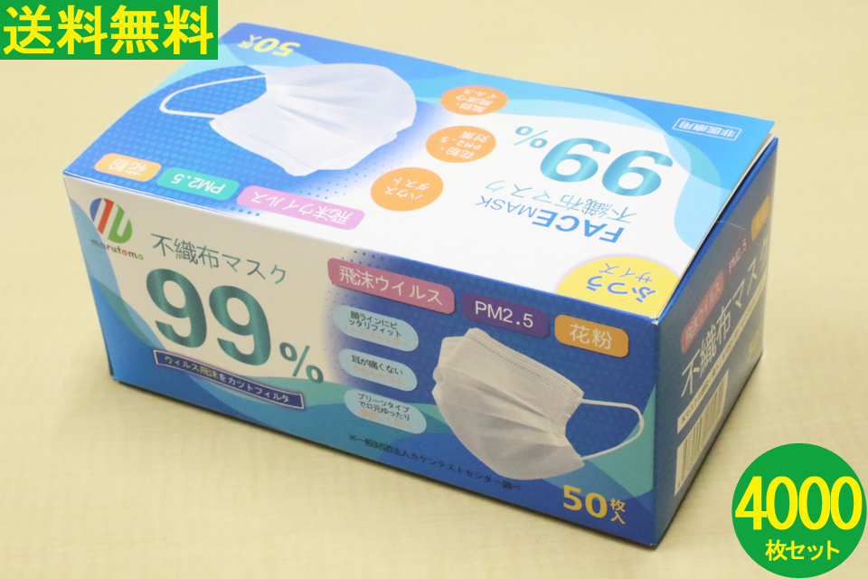 【送料無料】マスク 4000枚入り 使い捨てマスク 不織布マスク 花粉症マスク ウイルス対策マスク ウィルス対策マスク 耳が痛くないやわらかゴム 口罩 MASK