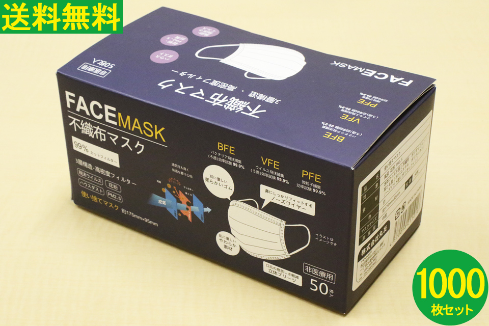 【補助金制度あり】マスク 1000枚 使い捨てマスク 不織布マスク 花粉症マスク ウイルス対策マスク ウィルス対策マスク ３層構造 高密度フィルター 耳に優しいやわらかゴム 肌に優しいやわらか素材 口罩 MASK
